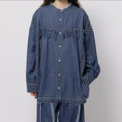ニコアンド　niko and ... フリンジリメイクデニムシャツ niko and… リメイク デニムシャツ F インディゴ NKJ 2024AW