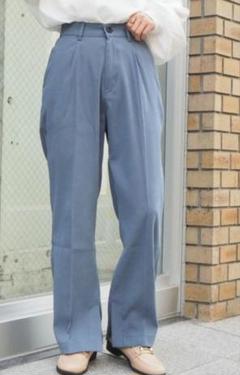 tip top ティップトップ センタープレススリットパンツ くすみブルー S