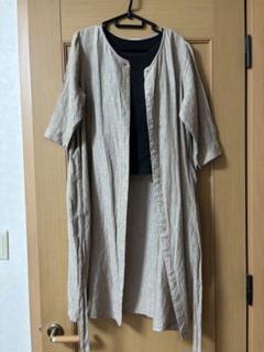 リネン 半袖シャツワンピース Mサイズ ベージュ