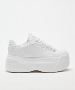 新品】ZARA フラットフォームソールランニングスニーカー 白 36