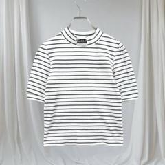 イング ボーダー 半袖 リブカットソー M 美品 モックネック ベーシック