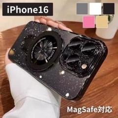 iPhone 16ケース スマホリングMagSafe対応　レンズ保護　ブラック