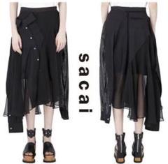 sacai サカイ ひざ丈スカート カーキ 0(XS位) 0357925Y0071 sacai - sacai サカイ ひざ丈スカート S カーキ 【古着】【中古
