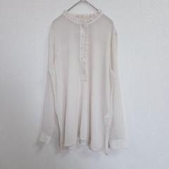 H＆M フリル付き ベージュ シャツ シースルー ボタン 長袖 L