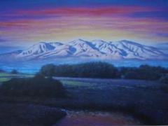 井上司【残照　赤城山】希少画集画、状態良好、新品高級額装付 井上司【残照 赤城山】希少画集画、状態良好、新品高級額装付