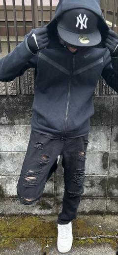 ブラック ダメージデニムパンツ　uk us 28