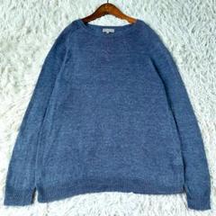 美品 マーガレットハウエル リネン麻プルオーバー サマーニット くすみブルー L 美品 マーガレットハウエル リネン麻プルオーバー サマーニット
