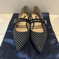 極美品　OHGA ポインテッドトゥシューズ 24cm 黒白ドット