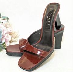 美品GUCCIグッチボルドーサンダルミュールボルドー赤37 1/2