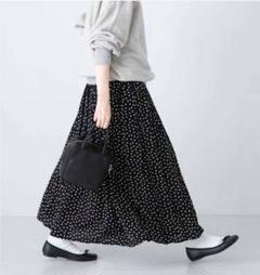 アンドクチュール ロングスカート ドット柄 フレア スカート