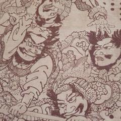 柿渋染め　手ぬぐい　普段使いの巾着バッグ　ハンドメイド　ねぶた