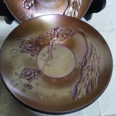 鋳銅製　茶托5客　作家物　正雲造　長寿不老　布目模様　煎茶道具　茶席道具　茶道具 鋳銅製茶托5客作家物正雲造長寿不老布目模様煎茶道具茶席道具茶道具
