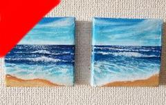 海の絵　風景画　キャンバス　アート　パステル画　絵画　インテリア　オイルパステルのサムネイル
