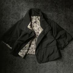 【珍品】90s 半纏 ジャケット 変わり種 モード 総柄 レトロ 黒 古着女子
