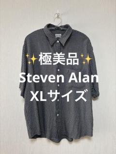 ✨極美品✨スティーブンアラン チェックシャツ半袖 ブラック XLサイズ ✨極美品✨スティーブンアラン チェックシャツ半袖 ブラック XL