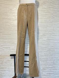 伊太利屋　パンツ　ベージュ　総柄　ワイド　ブーツカット