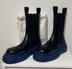 bottega veneta tire チェルシーブーツ 青 42 試着程度 BOTTEGA VENETA タイヤブーツ 42 ブルー ボッテガ