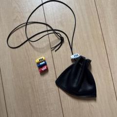 レザー巾着型ネックレス 黒