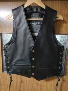 【美品】KADOYA 黒レザー ベスト K'S LEATHER KADOYA カドヤ K'S LEATHER 牛革 レザー ベスト ブラック系 L
