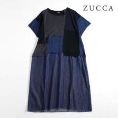 227y*美品 ズッカ ZUCCA 綿麻 パッチワーク ニット ワンピース
