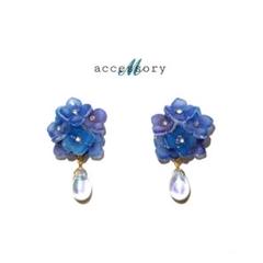 紫陽花と雫のピアス・イヤリング ꕤ୭* 花 アクセサリー　«青紫色»