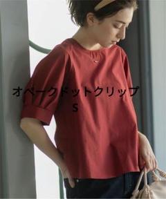 オペークドットクリップ　UVパフスリーブブラウス　S ワインレッド