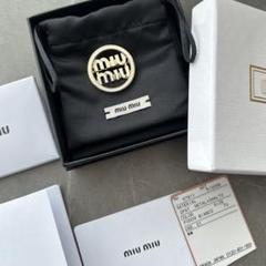 新品未使用 miumiu♡エナメルメタル ロゴブローチ ホワイト 確実正規品