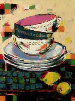絵画 額付 (白)油絵uF6-060203 静物 カップとレモン 絵画 インテリア 油絵 uF6-060203 静物 (果物) - メルカリ