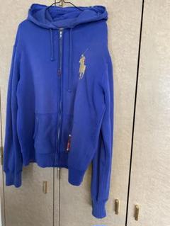 ポロラルフローレン ダメージ加工 ジップアップパーカー L ブルー ヴィンテージのサムネイル