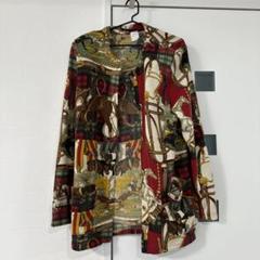 美品　IDEA 長袖柄シャツ　馬と鞍　長袖シャツ　柄シャツ　羽織り　アウター
