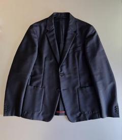 美品 プラダ シルク混テーラード ジャケット 42 ブルゾン ネイビー 美品 プラダ シルク混テーラード ジャケット 42 ブルゾン ネイビー