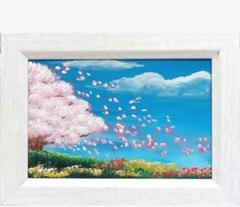 桜の彦根城、F6号油絵、佐原聖春
