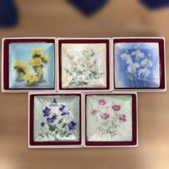 七宝焼　飾り皿　5枚セット販売！ 花柄ガラスコースター 七宝焼 飾り皿 5枚セット販売！ 花柄ガラスコースター - メルカリ