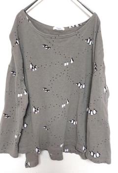 Marble sudペンギン柄 グレー 長袖ワンピース marble SUD｜ハーフスリーブ タックワンピース “ラッコ dot