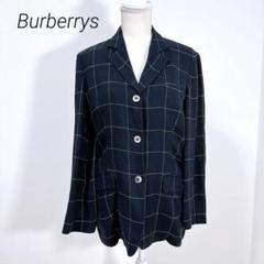 BURBERRYS バーバリー*《紺》テーラードジャケット チェック リネン