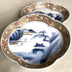 骨董品 皿 古伊万里 骨董 金彩 木瓜型 変形皿 刺身皿 2枚組 - メルカリ