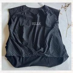 【未使用・タグ付き】ELLE ドット柄ドッキングブラウス 黒 M トップス