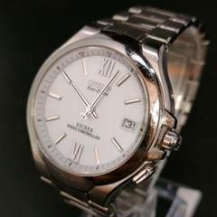 美品　CITIZEN　シチズン　エクシード　ホワイト　シルバー　ソーラー　メンズ