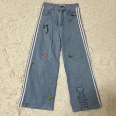 ジェニ着用【adidas x FIORUCCI】デニムトラックパンツ　M　ワイド ジェニ着用【adidas x FIORUCCI】デニムトラックパンツ M ワイド