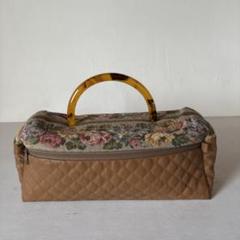 美品 花柄刺繍 ハンドバッグ