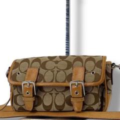 Coach レザー キャンバス シグネチャー ショルダーバッグ Wベルト