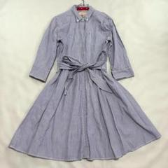 ラルフローレン シャツワンピース ひざ丈ワンピース Mサイズ ストライプ 腰紐