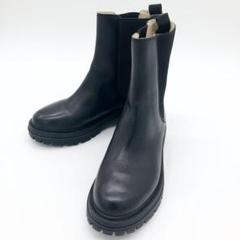【美品】COLE HAAN サイドゴアブーツ 本革 黒 ロゴマーク 23cm