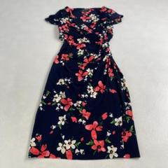 美品　ローレンラルフローレン　ワンピース　カシュクール　ドレス　花柄　ストレッチ