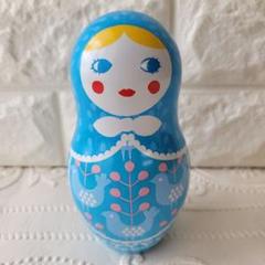 北欧柄マトリョーシカ　缶小物入れ