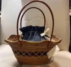 【最終お値下げ.新品:ボーダーデザインのかごバッグ】 最終お値下げ!カゴバッグ - メルカリ