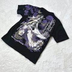 抜刀娘　和柄Tシャツ　椿　刀　花魁　居合切り　ラメ加工　サムライ