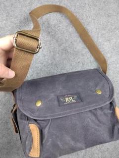 【新品・未使用】　RRLメッセンジャーバッグ ダブルアールエル) RRL 本藍染め ブラックインディゴ レザー
