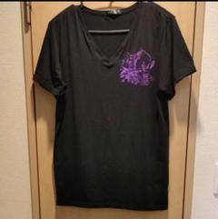 VネックTシャツ 黒 メンズ Lサイズ 半袖 Tシャツ ロックテイスト アベイル