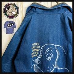 【希少デザイン】ガルフィー☆両面刺繍ロゴデニムジャケット ゆるだぼ 即完売モデル